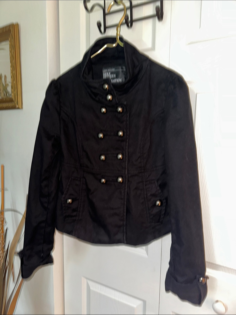 Urban Behavior Black Military-Style Women's Jacket with Decorative Buttons